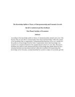 The Knowledge Spillover Theory of Entrepreneurship and Economic Growth
