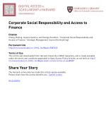 Corporate Social Responsibility and Access to Finance