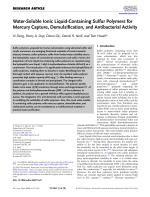 Water-Soluble Ionic Liquid-Containing Sulfur Polymers for Mercury Capture, Demulsification, and Antibacterial Activity