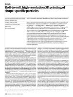 Roll-to-roll, high-resolution 3D printing of shape-specific particles