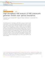 High throughput ANI analysis of 90K prokaryotic genomes reveals clear species boundaries