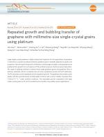 Repeated growth and bubbling transfer of graphene with millimetre-size single-crystal grains using platinum