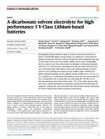 A dicarbonate solvent electrolyte for high performance 5 V-Class Lithium-based batteries