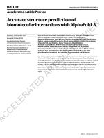 Accurate structure prediction of biomolecular interactions with AlphaFold 3