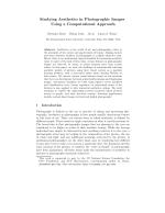 Studying Aesthetics in Photographic Images Using a Computational Approach