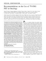 Recommendations on the Use of 18F-FDG PET in Oncology