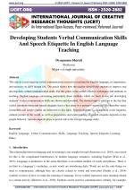 Developing Students Verbal Communication Skills And Speech Etiquette In English Language Teaching