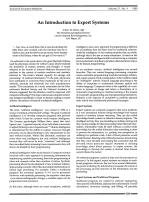 An Introduction to Expert Systems