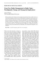 RESEARCH AND EVALUATION From New Public Management to Public Value: Paradigmatic Change and Managerial Implications