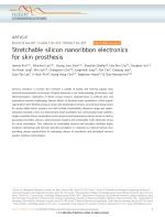 Stretchable silicon nanoribbon electronics for skin prosthesis