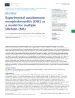 Experimental autoimmune encephalomyelitis (EAE) as a model for multiple sclerosis (MS)