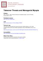 Takeover Threats and Managerial Myopia