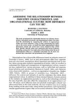 ASSESSING THE RELATIONSHIP BETWEEN INDUSTRY CHARACTERISTICS AND ORGANIZATIONAL CULTURE: HOW DIFFERENT CAN YOU BE?