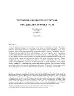 THE NATURE AND GROWTH OF VERTICAL SPECIALIZATION IN WORLD TRADE