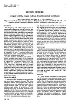 Oxygen toxicity, oxygen radicals, transition metals and disease