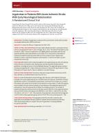 Argatroban in Patients With Acute Ischemic Stroke With Early Neurological Deterioration: A Randomized Clinical Trial