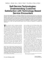 Self-Service Technologies: Understanding Customer Satisfaction with Technology-Based Service Encounters