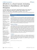 MPLW515L Is a Novel Somatic Activating Mutation in Myelofibrosis with Myeloid Metaplasia