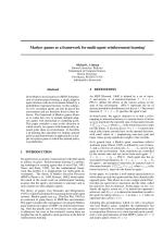 Markov games as a framework for multi-agent reinforcement learning
