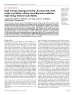 High-entropy doping promising ultrahigh-Ni Co-free single-crystalline cathode toward commercializable high-energy lithium-ion batteries