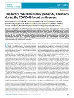 Temporary reduction in daily global CO₂ emissions during the COVID-19 forced confinement