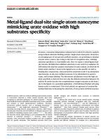 Metal-ligand dual-site single-atom nanozyme mimicking urate oxidase with high substrates specificity