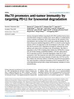 Hsc70 promotes anti-tumor immunity by targeting PD-L1 for lysosomal degradation