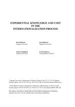 EXPERIENTIAL KNOWLEDGE AND COST IN THE INTERNATIONALIZATION PROCESS