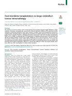 Fecal microbiota transplantation: no longer cinderella in tumour immunotherapy