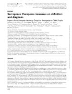Sarcopenia: European consensus on definition and diagnosis