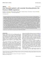 One thousand patients with essential thrombocythemia: the Florence-CRIMM experience