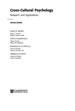Cross-Cultural Psychology: Research and Applications