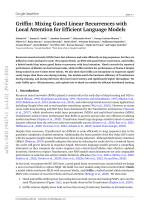 Griffin: Mixing Gated Linear Recurrences with Local Attention for Efficient Language Models
