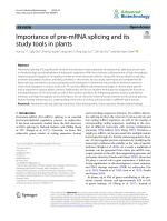 Importance of pre-mRNA splicing and its study tools in plants