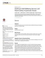 Healthcare Staff Wellbeing, Burnout, and Patient Safety: A Systematic Review