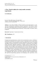 z-Tree: Zurich toolbox for ready-made economic experiments