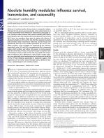 Absolute humidity modulates influenza survival, transmission, and seasonality