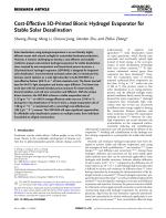 Cost-Effective 3D-Printed Bionic Hydrogel Evaporator for Stable Solar Desalination