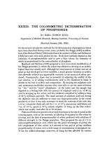 XXXIII. THE COLORIMETRIC DETERMINATION OF PHOSPHORUS.