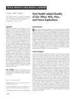 Oral Health-related Quality of Life: What, Why, How, and Future Implications