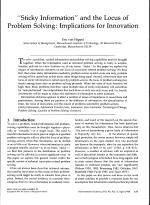 "Sticky Information" and the Locus of Problem Solving: Implications for Innovation