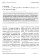 Recent advances and applications of machine learning in solid-state materials science
