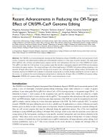 Recent Advancements in Reducing the Off-Target Effect of CRISPR-Cas9 Genome Editing