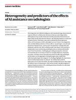 Heterogeneity and predictors of the effects of AI assistance on radiologists