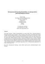 Entrepreneurial learning from failure: An interpretative phenomenological analysis