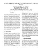 Learning Methods for Generic Object Recognition with Invariance to Pose and Lighting