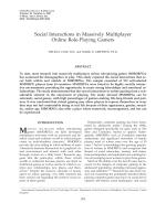 Social Interactions in Massively Multiplayer Online Role-Playing Gamers