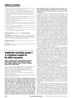 Angiotensin-converting enzyme 2 is a functional receptor for the SARS coronavirus