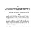 Antecedents of Sustainable Competitive Advantages on Marketing Performance of Horticultural Products in Karo Regency