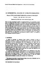 AN EXPERIMENTAL ANALYSIS OF ULTIMATUM BARGAINING